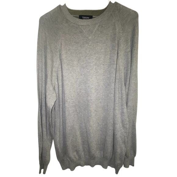 Mens Toscano Gray Crewneck Soft Knit Sweater Size Large - Picture 1 of 5